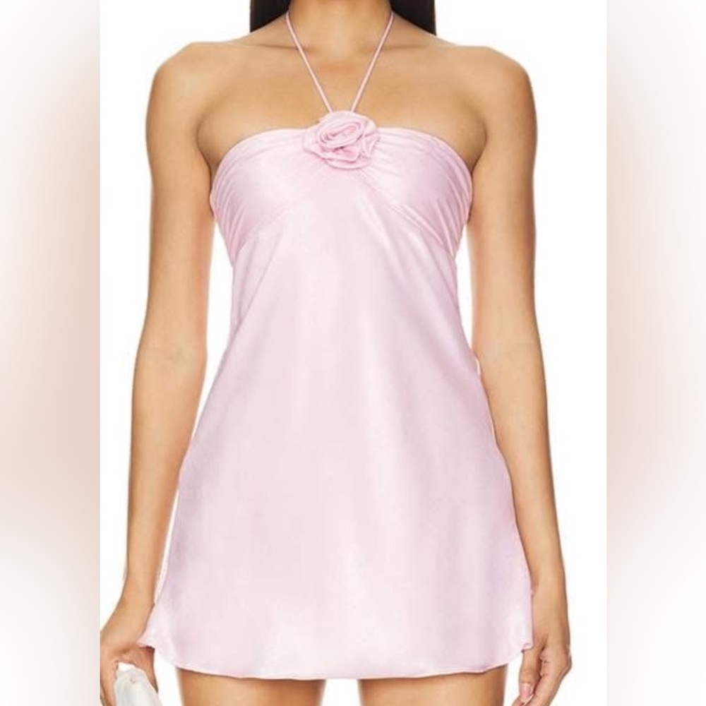 Blush Satin Chemise with Floral Detail